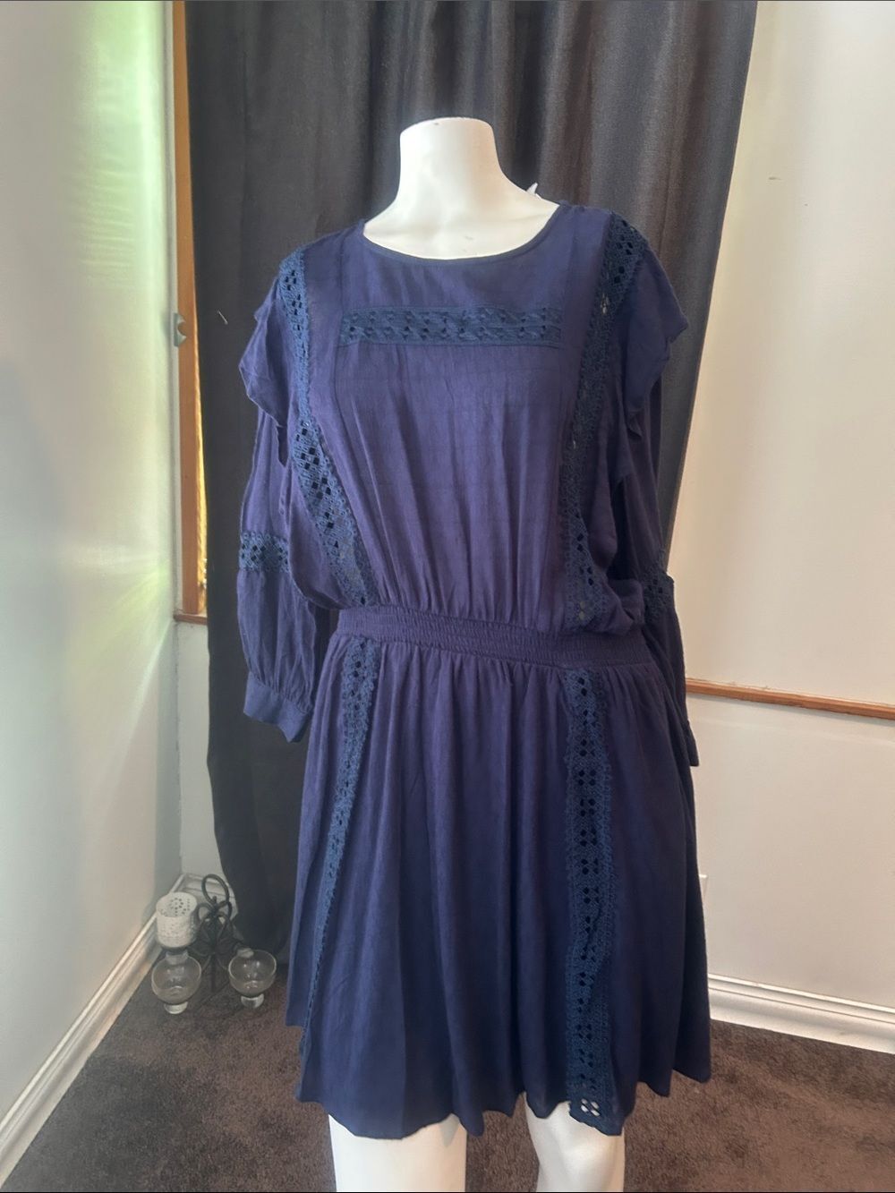Hailey & Co Navy Lace-Trim Women's Dress